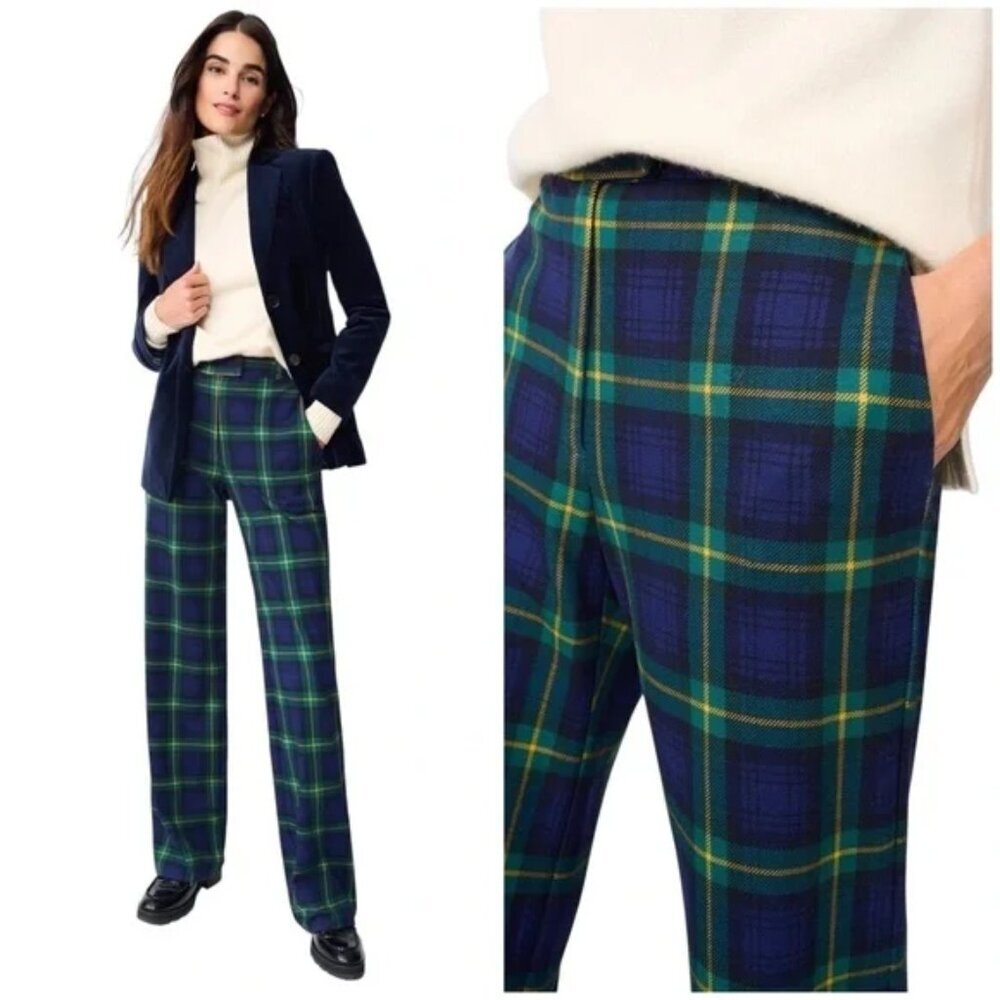 NWT J.Mclaughlin Brock Regimental Plaid Holiday Long Bottom Pants Sz 6